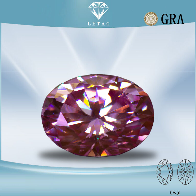 Moissanite Stone Sakura Pink Color Oval Cut Lab Created Synthetic Gemstone Passed Diamond Tester w zestawie z certyfikatem GRA