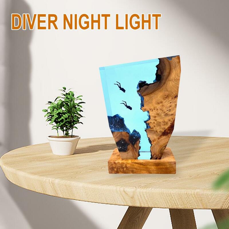 Lampu LED dekorasi rumah meja kantor, lampu malam Action Figure dekorasi rumah lentera laut Karst Cave Diver, lampu LED untuk anak-anak kreatif