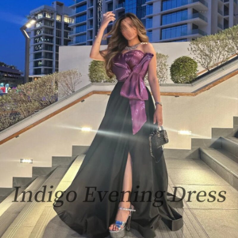 Платье для выпускного вечера цвета индиго, ТРАПЕЦИЕВИДНОЕ, с разрезом, женское платье для торжественных случаев, платье 2024