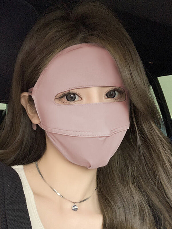 Masque facekini respirant pour femmes, protection solaire intégrale, pour cyclisme en plein air, couleur unie, été