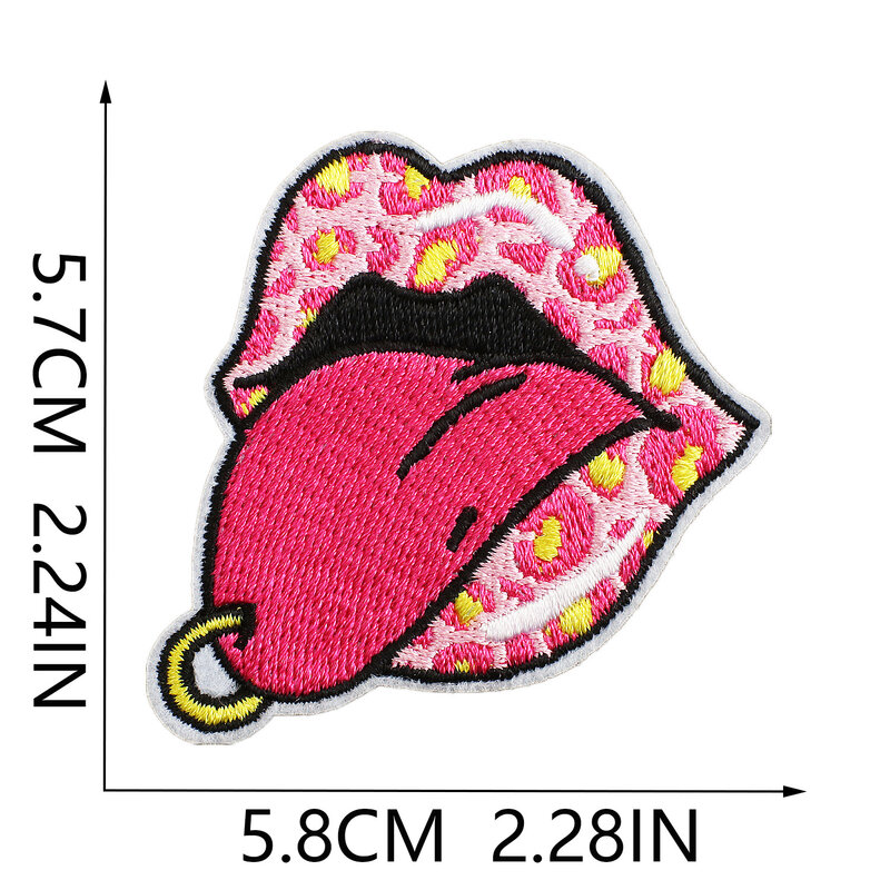 Emblema bordado estilo boate DIY para vestuário, Adesivo de tecido chapéu, Sapato de Calça Fast Iron Bag Jean, Patch de salto alto com emblema rosa