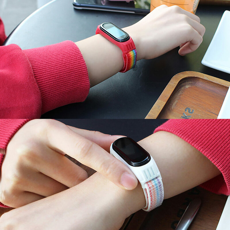 Nylonowy pasek do bransoletki Xiaomi Mi Band 7 6 3 5 bransoleta sportowa oddychająca bransoletka dla Miband 7 5 4 3 wymienny pasek Correa