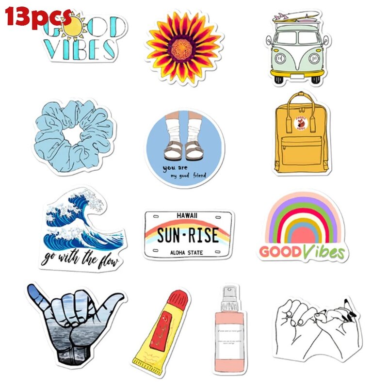 VSCO-pegatinas de dibujos animados para coche, motocicleta, equipaje de viaje, teléfono, guitarra, portátil, impermeable, PVC, 35 piezas