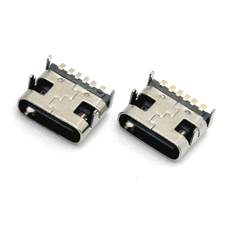 6ขาชนิด C USB SMT ขั้วต่อหลอดไฟ LED USB 3.1 Type-C ตัวเมียตำแหน่ง SMD DIP สำหรับการออกแบบ PCB การชาร์จกระแสสูงในแบบ DIY