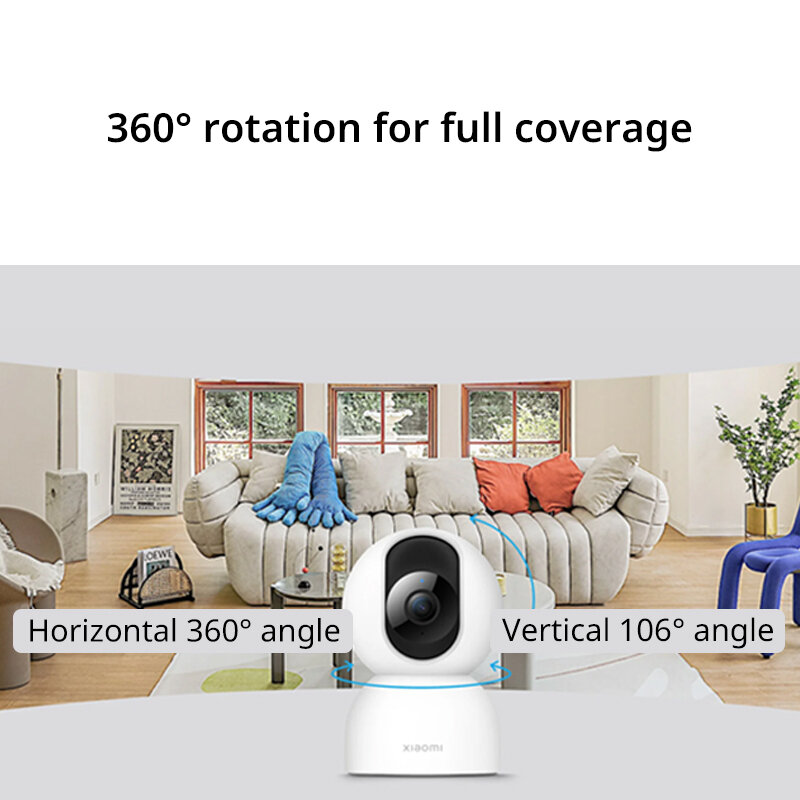 글로벌 버전 샤오미 스마트 카메라, C400 보안, 2.5K 선명도, 4MP, 360 ° 회전, AI 인간 감지, 구글 홈 알렉사