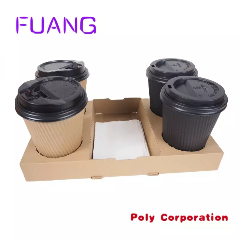 Vassoio portabicchieri in cartone da asporto personalizzato in fabbrica cinese per andare al vassoio per il trasporto del caffè