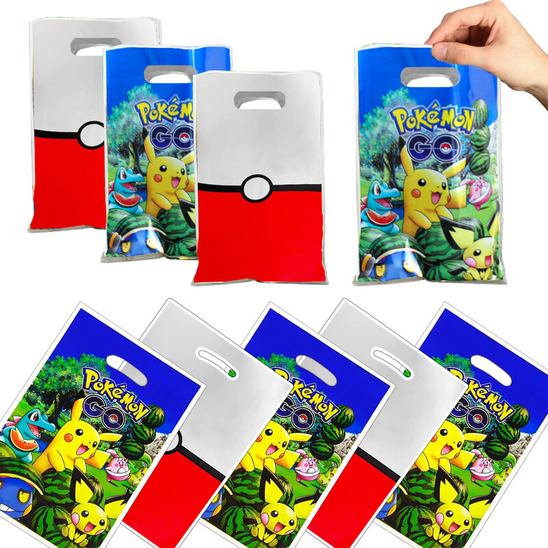 20 szt. Pokemon Pokeball 16.5*25cm Pokemon Pokeball prezent worek na łup chłopiec Pikachu materiały urodzinowe ozdoby dla dzieci zabawki upominki na przyjęcia