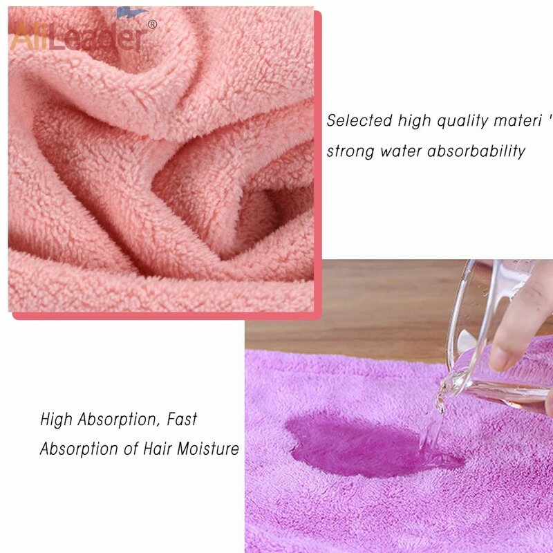Envoltórios de cabelo de microfibra de secagem rápida para mulheres Tampão de cabelo com botão