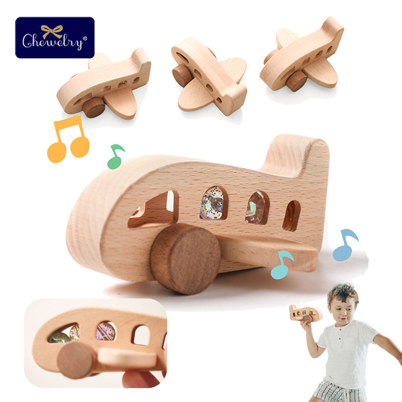 Juguete de avión de madera para bebé, modelo Montessori, ahuecada bola de cristal, juguetes educativos para niños, decoración de avión