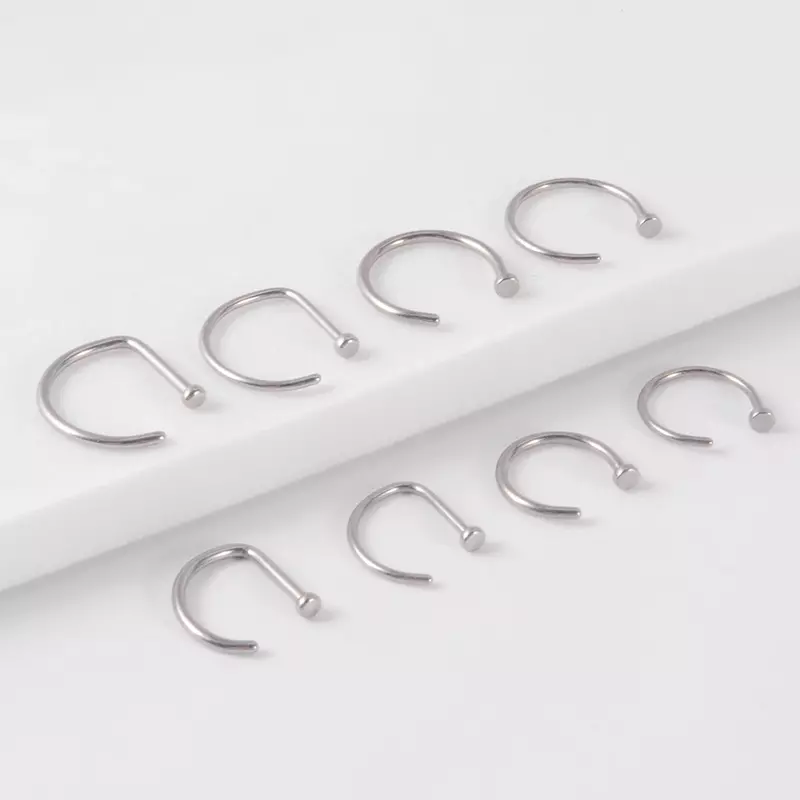 ASTM F136 Titanium D Shaped Nose Piercing Implant Grade Titanium Gothic Pierced Nose Ring 18G 20G Classic Piercing Body Jewelry