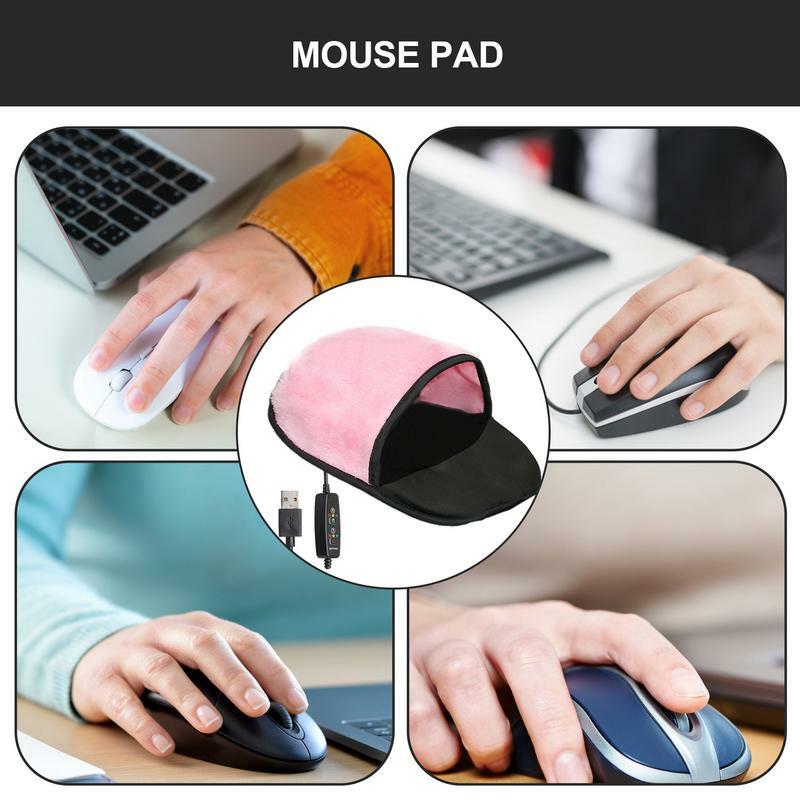 Alfombrilla de ratón con calefacción, alfombrilla de felpa suave y cálida, alfombrillas de ratón recargables por USB, calentador de manos para ordenador, PC, portátil, Notebook, gran regalo
