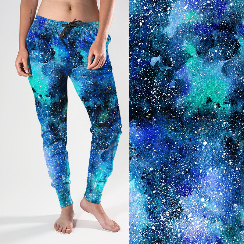 LETSFIND-pantalones bombachos de Fitness para mujer, ropa de calle suave con estampado 3D de acuarela, textura espacial, con bolsillo