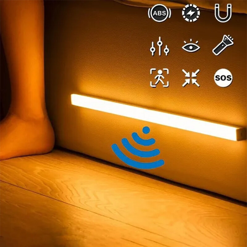 Lámpara LED con Sensor de movimiento PIR, luz nocturna regulable, recargable, para escaleras, armario, habitación, pasillo, tubo, barra, Bombilla detectora