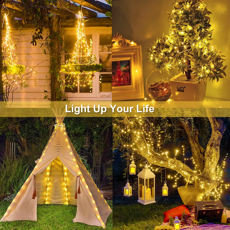 Solar Kupferdraht Licht LED Lichterkette 1Pack wasserdicht geeignet für Festival Hochzeit nach Hause Wohnzimmer Party Garten Dekoration