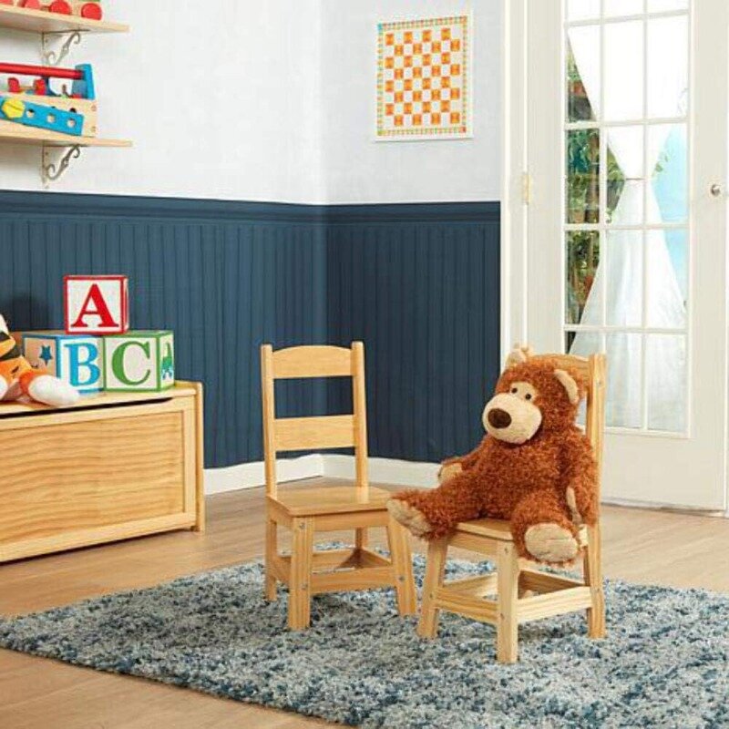 Wooden Chairs, Set of 2 - Blonde Furniture for Playroom - Kids Wooden Chairs, Children's Wooden Playroom Furniture
