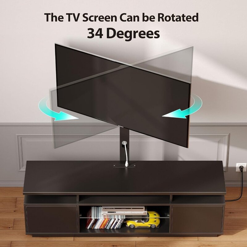Rolanstar-Suporte de TV com montagem e tomada, 51,2 ", suporte de TV giratório para TVs de 32", 45 ", 55", 60 ", 65", 70"