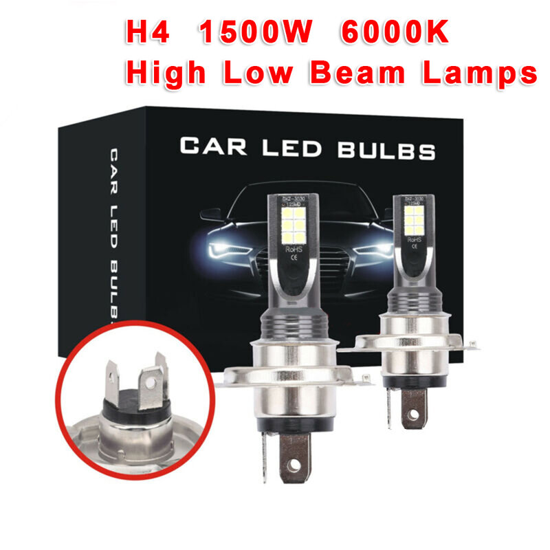 Fog Light Headlights 1500W 2pcs 6000K Bulbs Conversion High-Low Beam Kits Replacement Waterproof White Durable