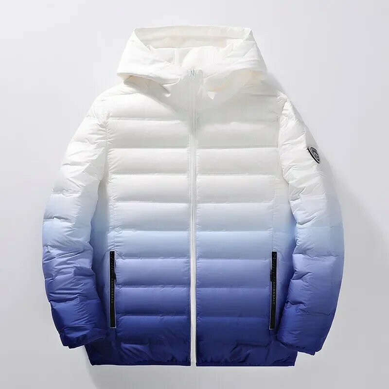 2023 jesienno-zimowa lekka i minimalistyczna codzienna kurtka z kapturem z krótkim gradientem koreańska kurtka puchowa dla mężczyzn i kobiet