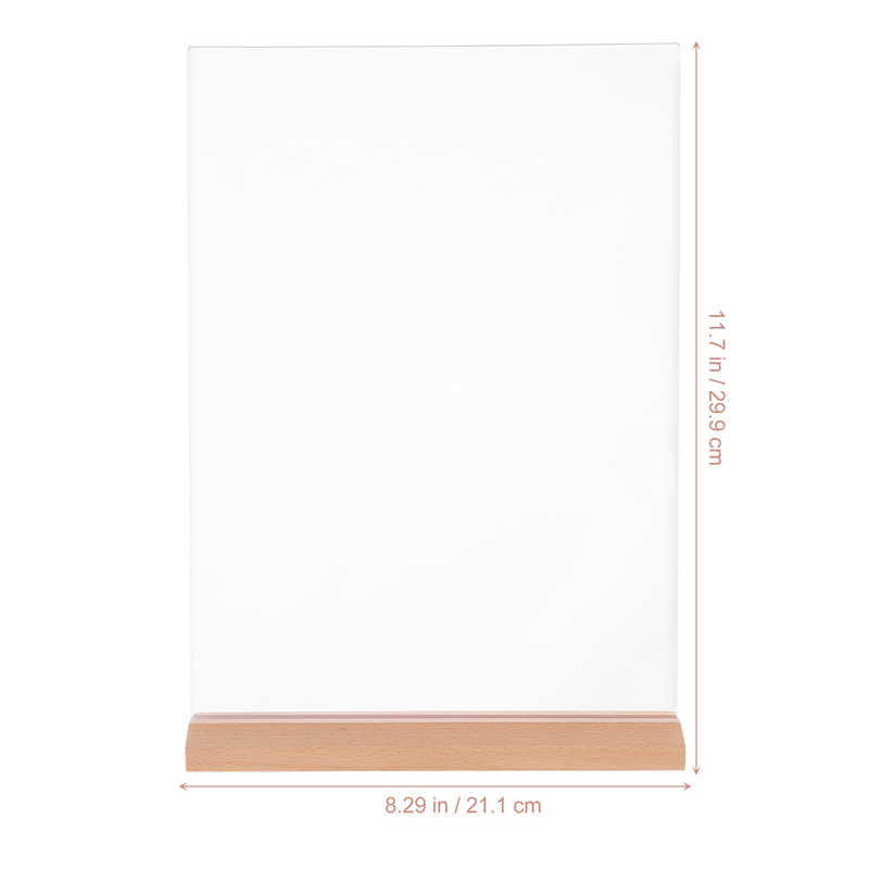 Acrylic Sign Holder Literature Food Supermarket Supply Frames Coffee Clear Brochure Display Stand Vertical Wood Poster