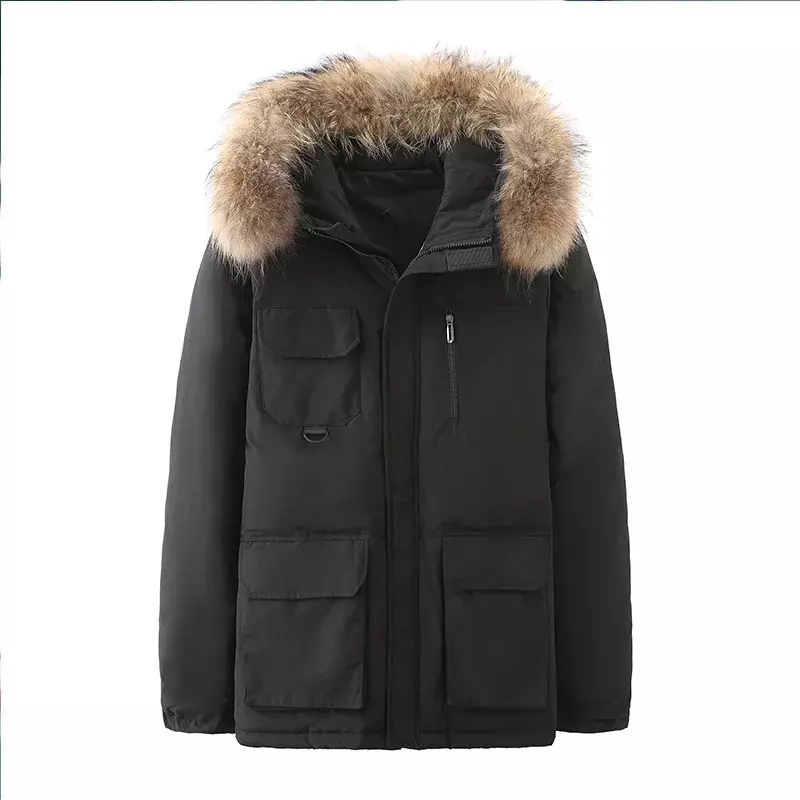 New High Quality Fur Collar Down Jacket Men Young Winter Short Fashion White Duck Down Thick Casual Plus Size M-10XL11XL12XL13XL