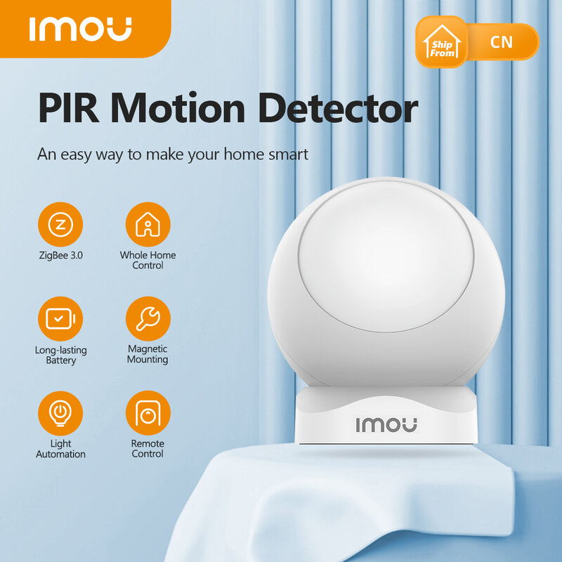 IMOU-Smart Mini PIR Motion Detector, Controle Remoto, Automação Zigbee Light, Bateria de Longa Duração, Rotação 360 °, Vida Inteligente