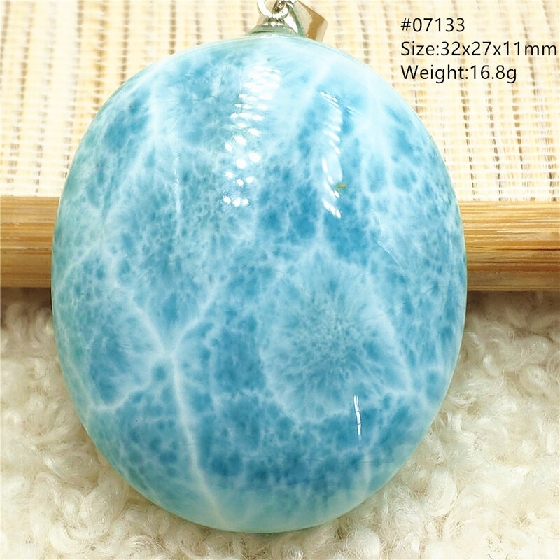 Natural Azul Larimar Beads Pingente para Homens e Mulheres, Água Padrão Colar Retângulo, Gemstone Jóias, AAAAAAA
