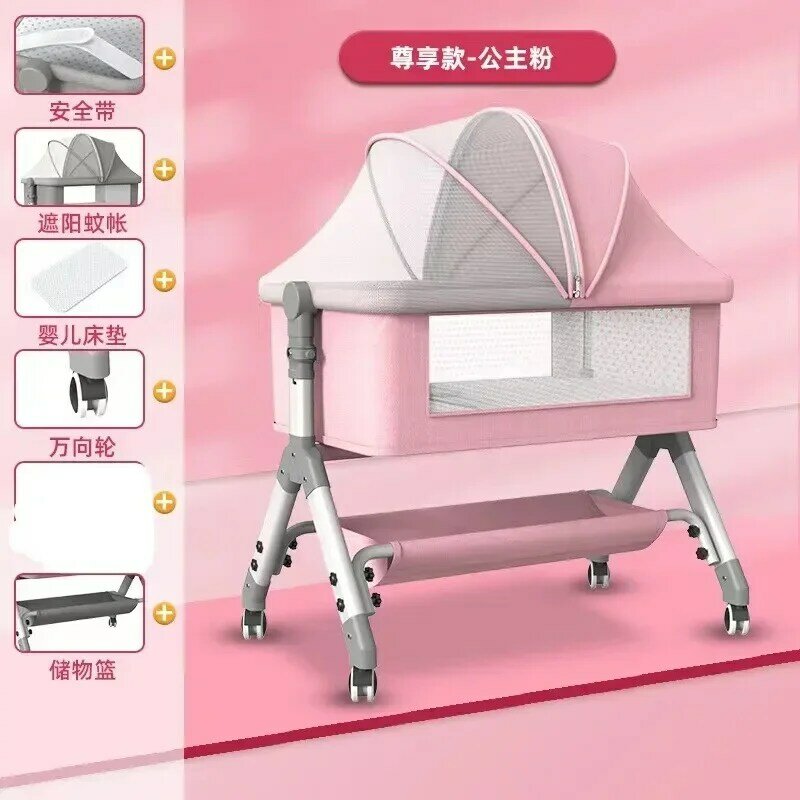 Multifunctional Baby Crib Portable Baby Bed For Newborns Portable Crib Spliced King-size Folding Crib Bed