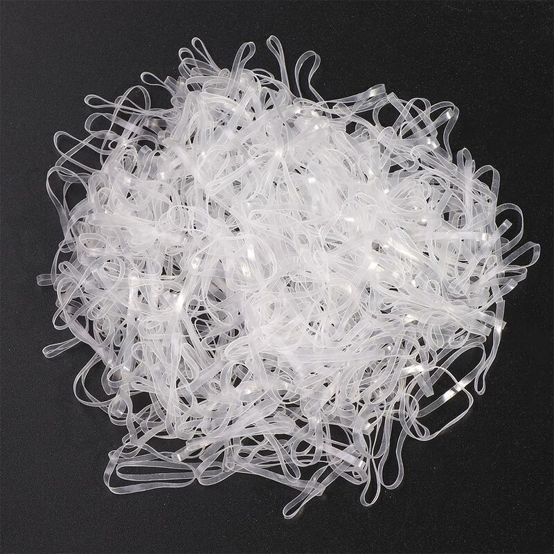 Girls Hair Styling Tool Transparent Clear Women Rubber Hair Band 500 Pcs Hair Ties Ponytail Holder Ropes