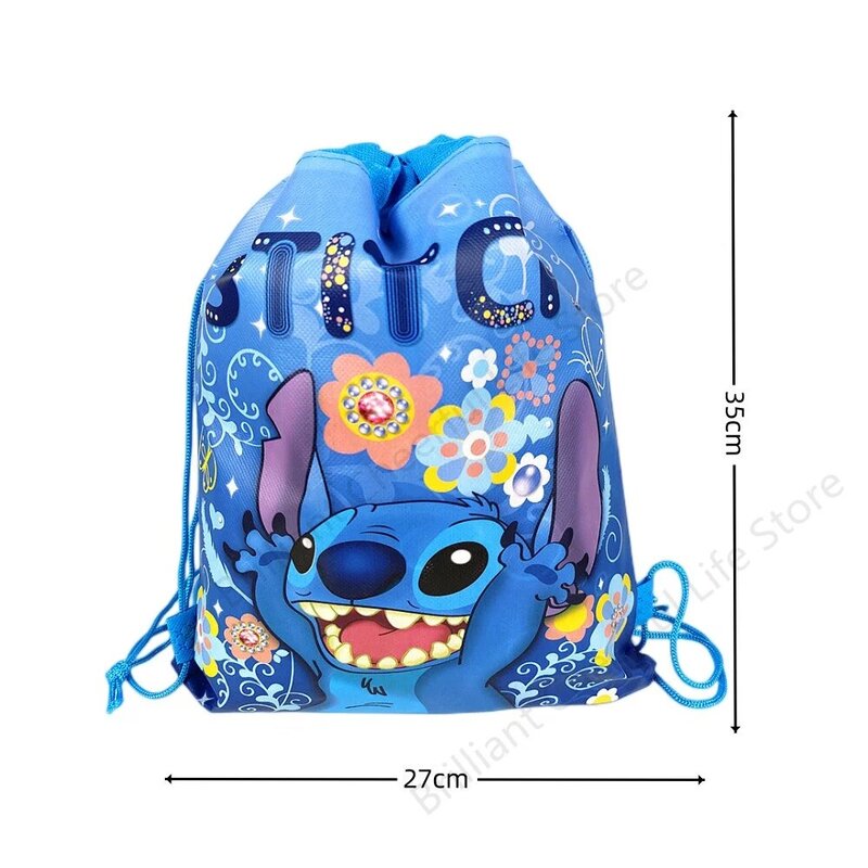 12/24/36pcs Disney Lilo & Stitch Storage Bag non tessuto Pink Angel Stitch borse con coulisse decorazioni per feste regalo di natale di compleanno per bambini
