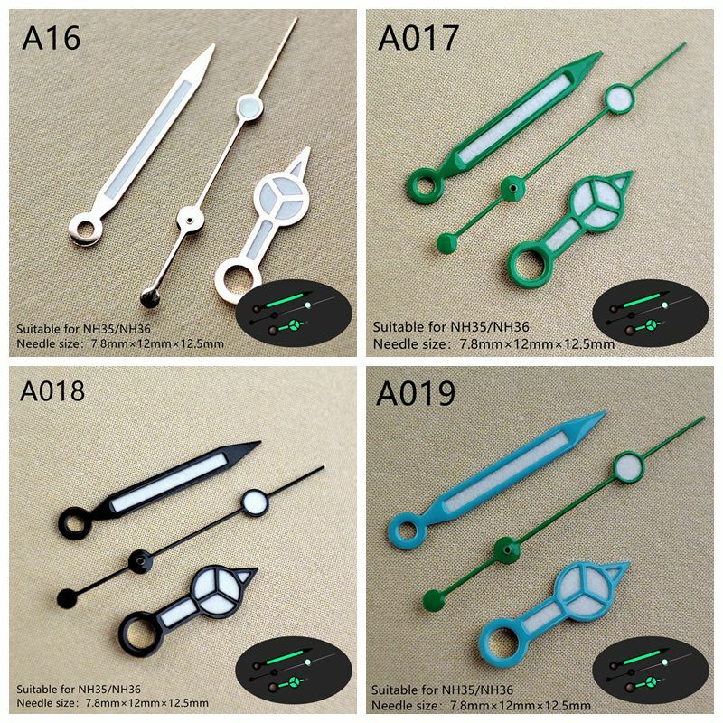 High quality Benz sprot Hands 8mm *12mm*12.5mm  Watch Hands Green Luminous Watch Pointers for NH35/NH36