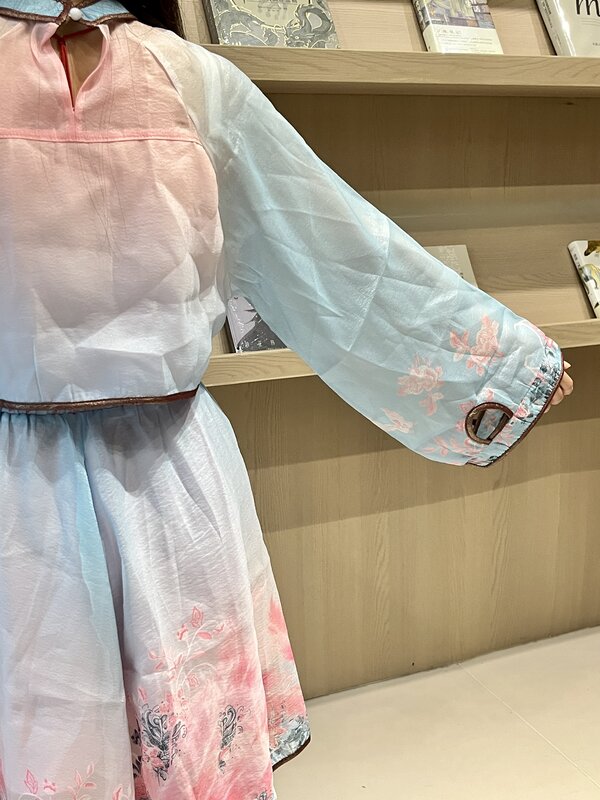 Strój na lato w połączeniu z zestawem wyszczuplających nowy chiński styl niebieski dwuczęściowy garnitur spódnice dla kobiet Han Dress Game Suit