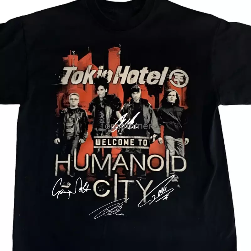 Camiseta negra de algodón, camisa de todas las tallas, bienvenido a la ciudad humanoide, Tokio Hotel, caliente, C399
