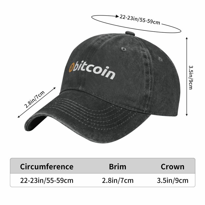 Gorra de béisbol con logotipo de Bitcoin, gorra de sol vaquera desgastada, estilo Unisex, ajustable, para correr al aire libre, Golf