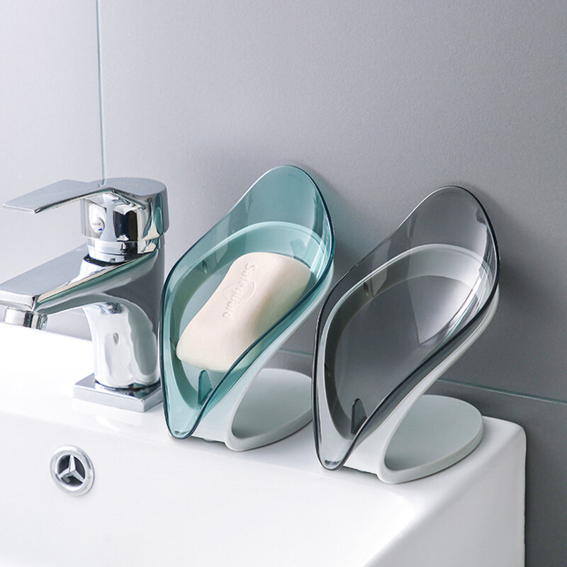 Przyssawka mydło pojemnik na naczynia do łazienki uchwyt na mydło pod prysznic z spustem przenośny kształt liścia toaleta mydło do prania Rack taca do umywalki