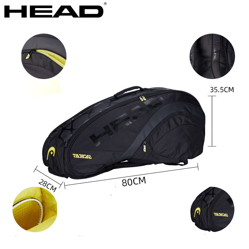 Genuine HEAD-Bolsa de Tenis de gran capacidad, mochila para raquetas de Tenis, 25 Aniversario, edición limitada, paquete de 6