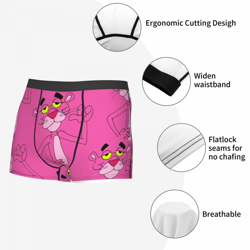 Disney-boxer leopardo rosa para homens, roupa interior dos desenhos animados, shorts respiráveis, cuecas, moda