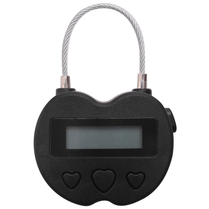 Display LCD Smart Time Lock, USB Recarregável, Temporizador Temporário, Cadeado Preto, Eletrônico, Viagem