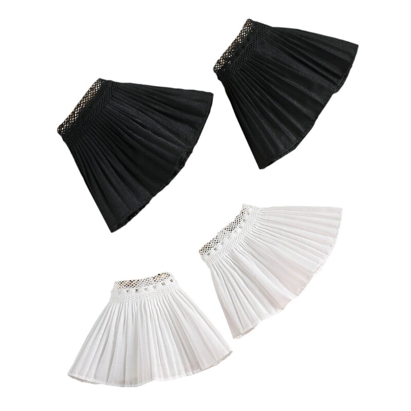 1 Pair Detachable Shirt Fake Sleeve Cuffs Fashion Pleated Horn Cuff Layered Lace Cuff False Sleeves Sunscreen Decorated