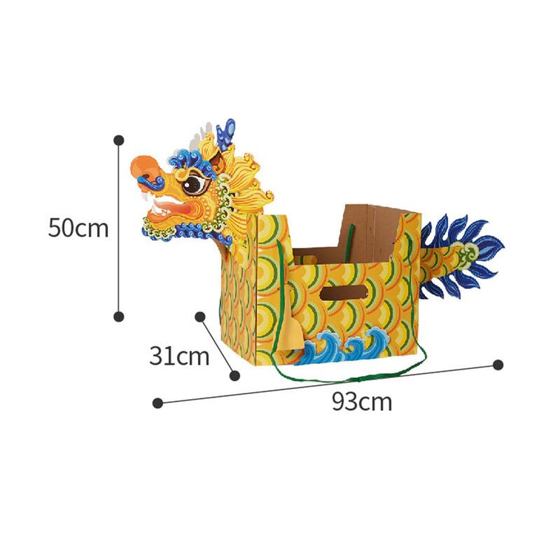 Kertas Cina naga Cina Tahun Baru Naga kapal Prop 3D Set DIY mainan dekorasi Tahun Baru untuk pesta Pertengahan Musim Gugur Festival