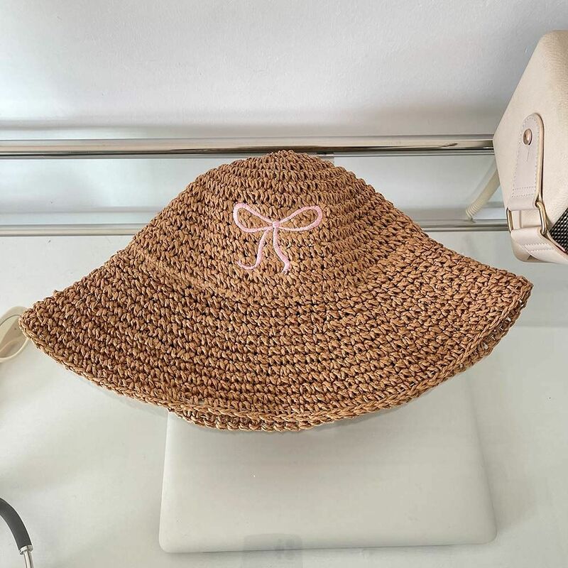 Панама быстросохнущая для защиты от солнца, дышащая шапка, однотонный ремешок с бантом, головной убор для отдыха на открытом воздухе и походов, весна-лето