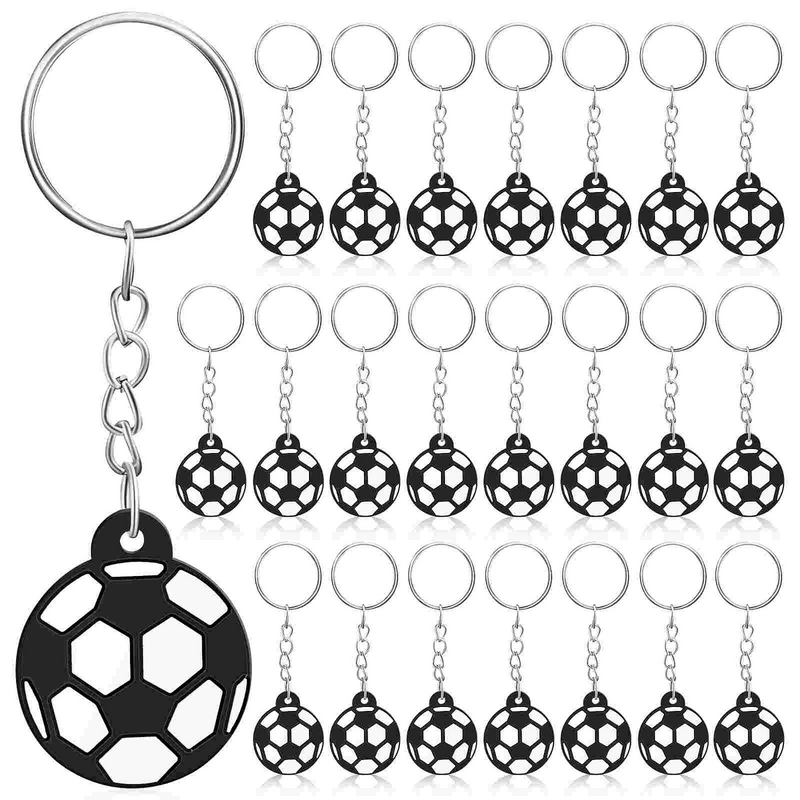 24 Stück Schlüssel anhänger Auto Anhänger Ringe Fußball Schlüssel anhänger Cartoon Geschenke für ihren Geburtstag Anhänger Fußball Mädchen PVC-Schlüssel