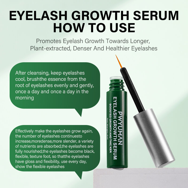 Soro de crescimento rápido dos cílios, Natural Eyelash Enhancer, mais completo, mais grosso Curling, Lash Tratamento, Eye Care Products, Maquiagem, 7 Dias