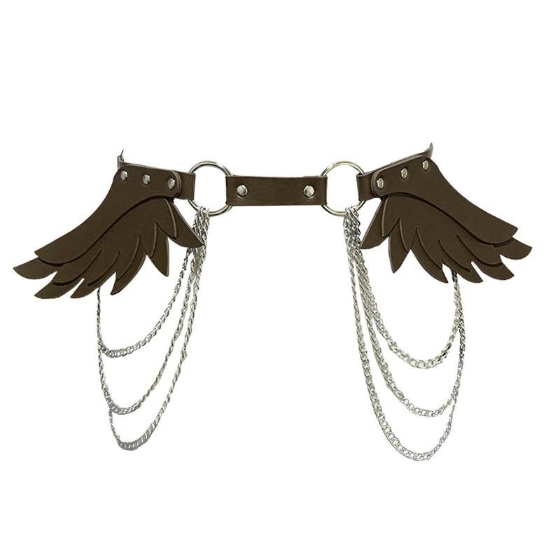 Punk Waist Chain Belt Adjustable Clothing Accessories Fashion with Wing Body Belt for Jeans Pants Cosplay Party Rave Outfit