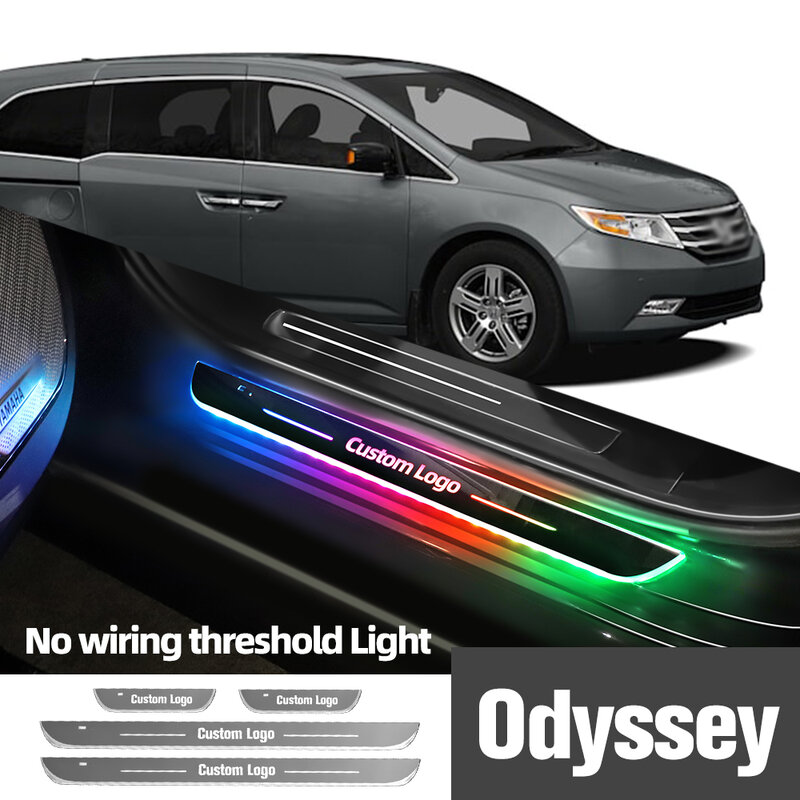 สำหรับฮอนด้าโอดิสซีย์2000-2021 2013 2015 2017 2019ไฟแถบติดขอบประตูรถยนต์โลโก้กำหนดเองได้ไฟ LED ต้อนรับธรณีประตูอุปกรณ์เสริม