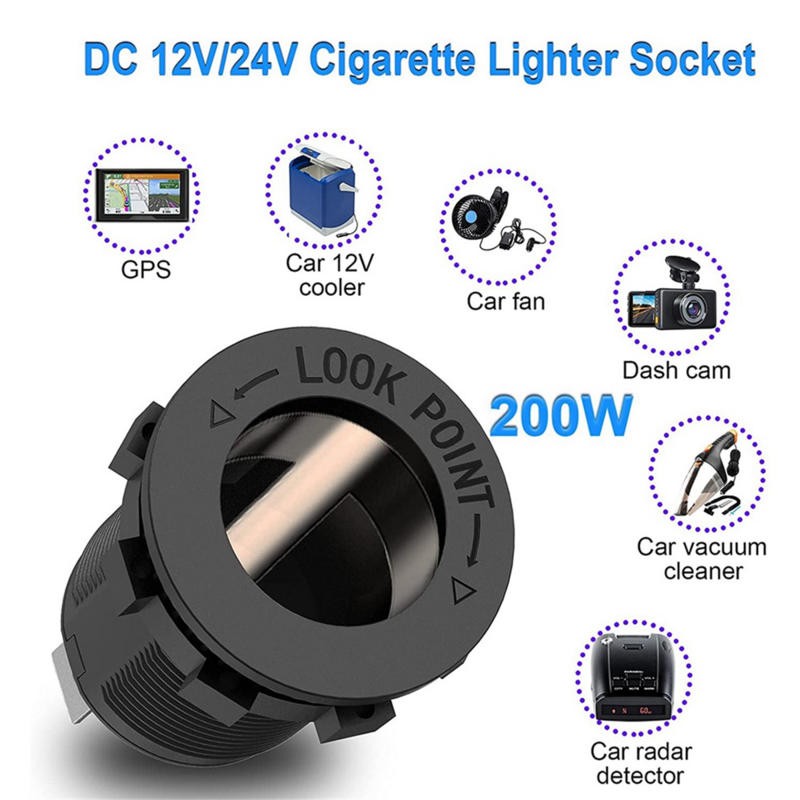 PD3.0 & QC3.0 USB Car Charger/Cigarette Lighter Panel 12V/24V 200W Lighter Socket with Switch for Car, Boat, RV,
