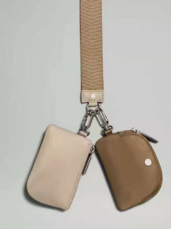 Mini portefeuille à fermeture éclair pour femme, bracelet en poudre pour touristes, sac de poignet portable pour lululKnitting, Coin Pock