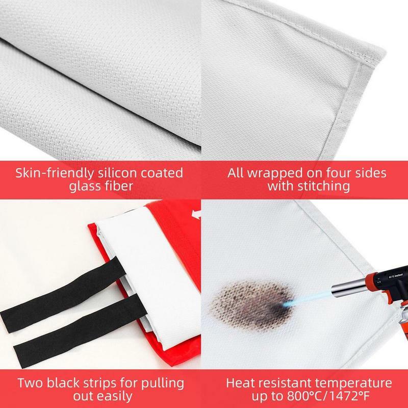 Fire Retardant Blankets Foldable And Lightweight Blankets Fiberglass Fire Covering Cloth Kitchen Fire Extinguisher For Kitchen