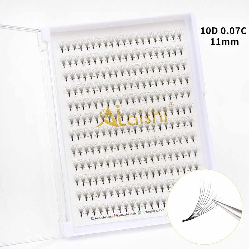 Ailaishi 10d vorgefertigte Fans Volumen russische Wimpern vorgefertigte Volumen ventilatoren Seide weiches Volumen Wimpern verlängerung