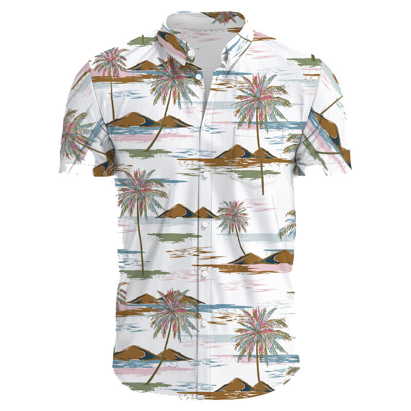 Camisa hawaiana de manga corta para hombre, Top informal con estampado Floral, ropa de uso diario, solapa de alta calidad, gran tamaño, verano, 2024