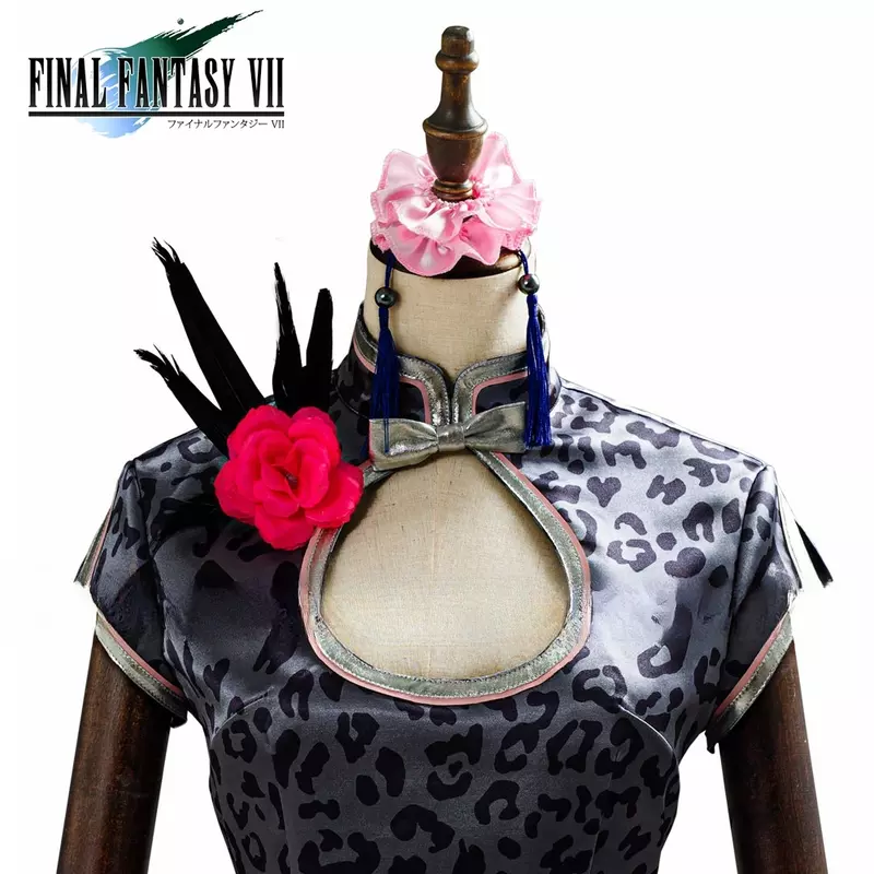 Disfraz de Cosplay de Final Fantasy VII para mujer, traje Cheongsam, falda personalizada, peluca, Tifa Lockhart, Carnaval de Halloween